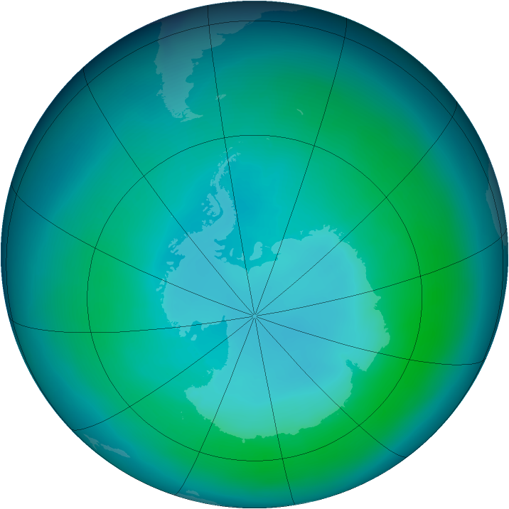 Antarctic ozone map for January 2007